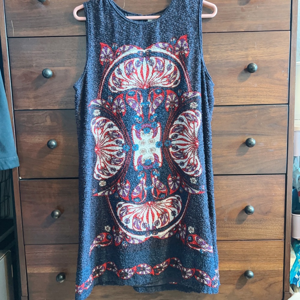 Max Studio Graphic Mini Dress Blue and Red